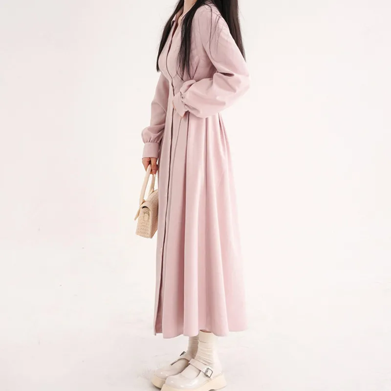 Korean Style A Line Shirt Dress - Robe chemise pour femme de style