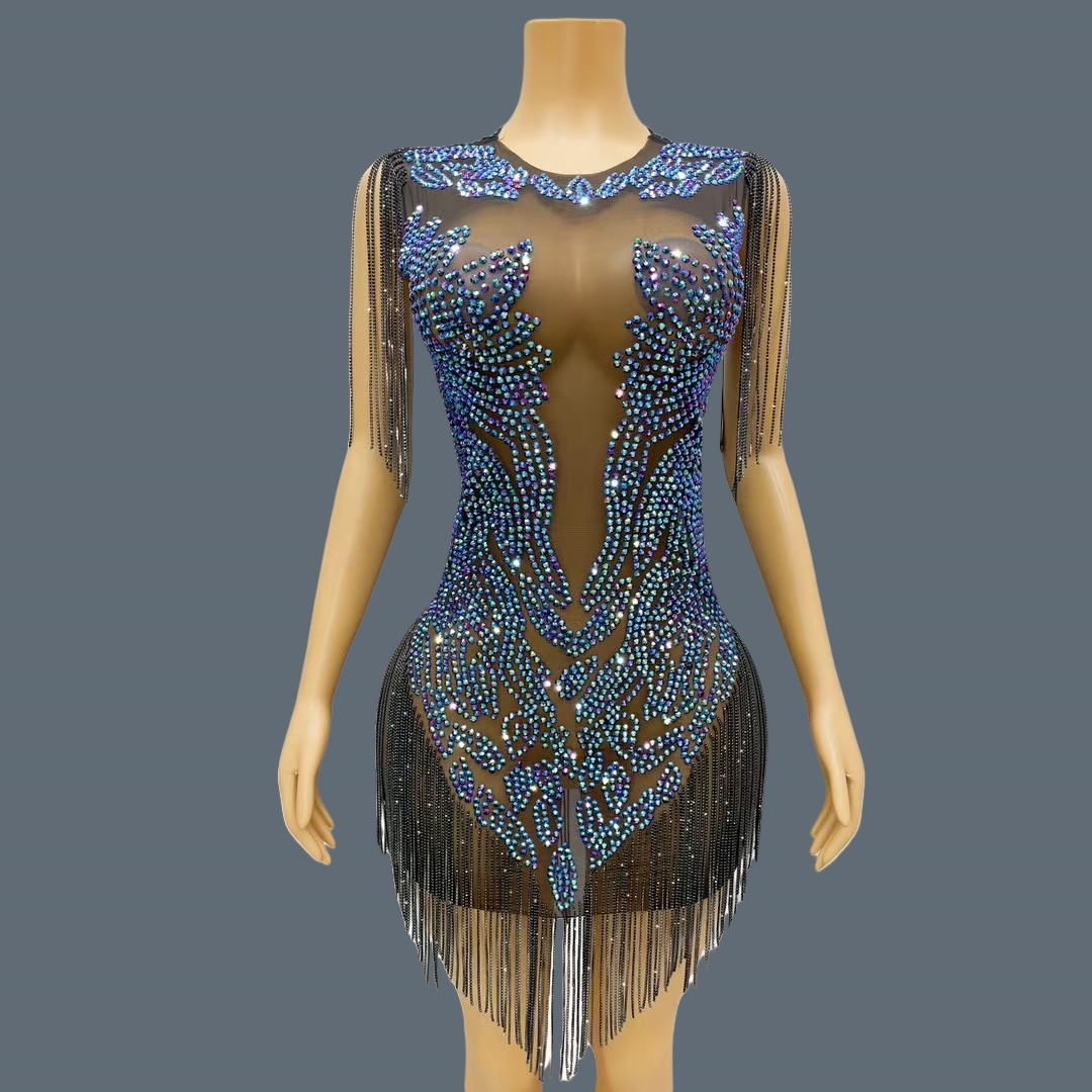 Sparkly Rhinestone Club Party Dress - Robe de soirée élégante pour femmes,