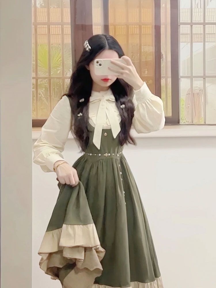 Korean Style A Line Shirt Dress - 2025 nouveau japonais coréen Kawaii Preppy