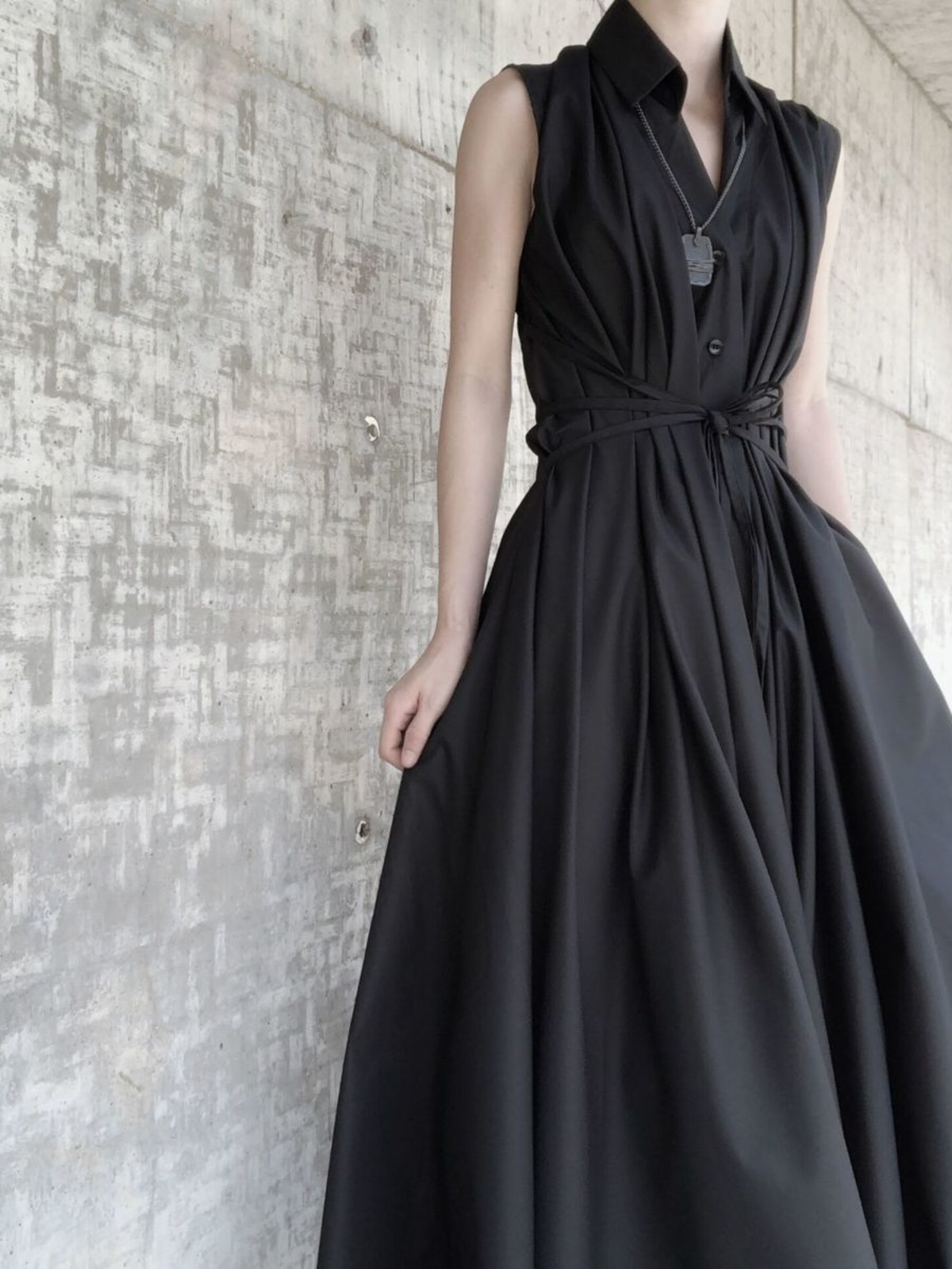 Korean Style A Line Shirt Dress - Robe chemise ultra-longue irrégulière style sombre,