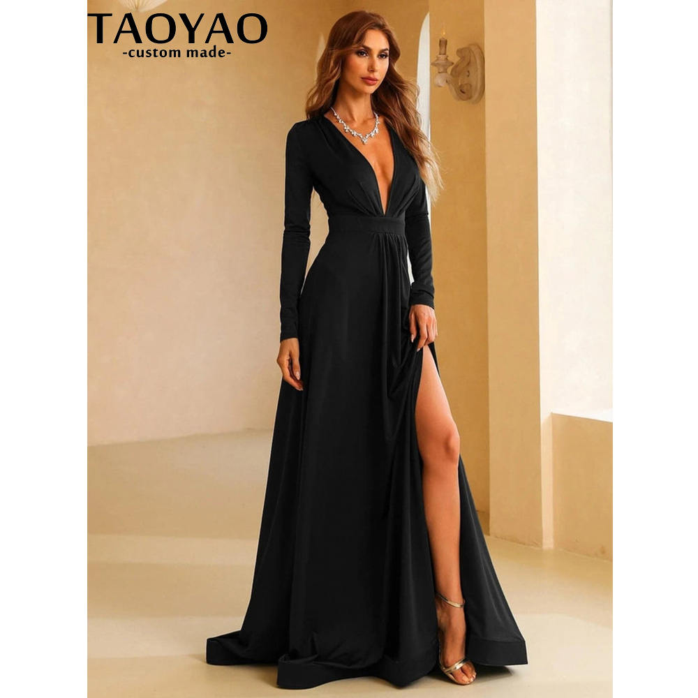TaoYao-Robe de Soirée Personna - Elegant Satin Evening Gown Split avis et prix
