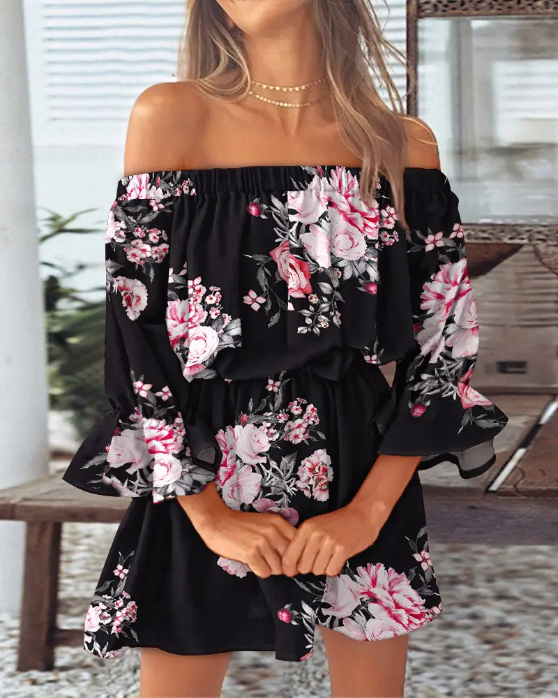 Mini-robe à épaules dénudées p - Boho Summer Beach Maxi Dress avis et prix