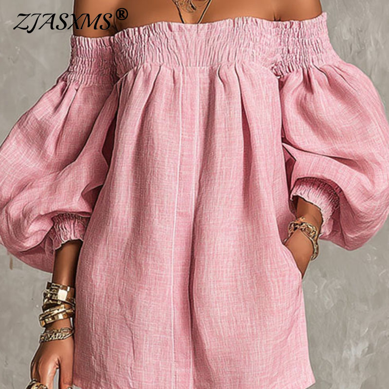 Nouvelle Robe Courte Décontrac - Off Shoulder Puff Sleeve Sundress avis et prix