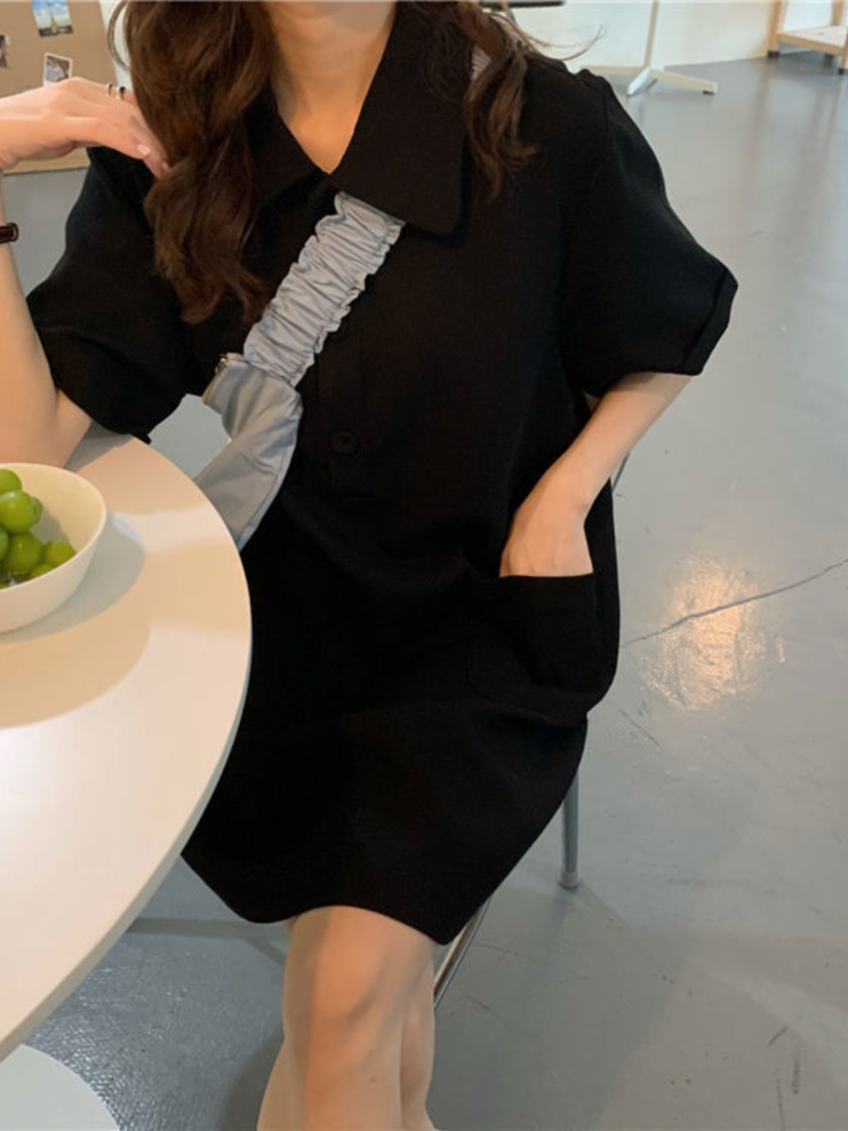 Robe trapèze grande taille à c - Korean Style A Line Shirt Dress avis et prix