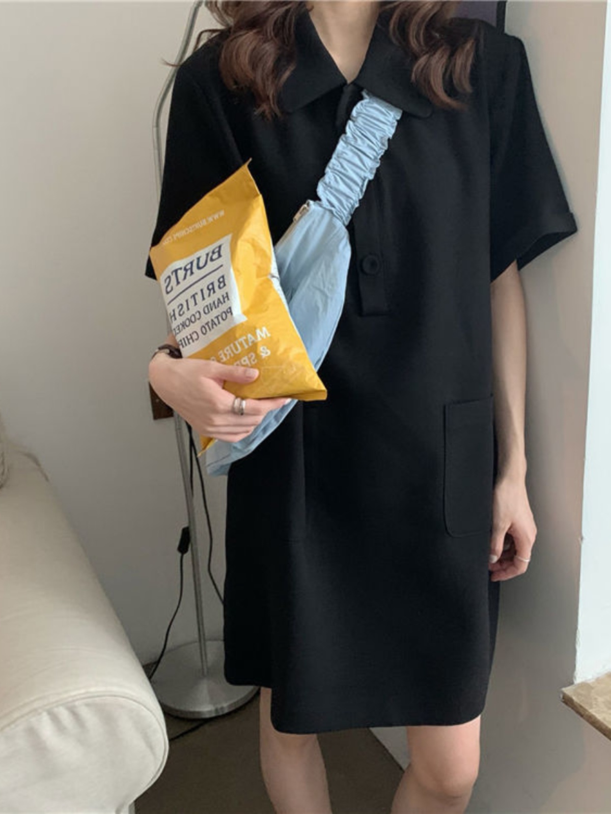 Robe trapèze grande taille à c - Korean Style A Line Shirt Dress avis et prix