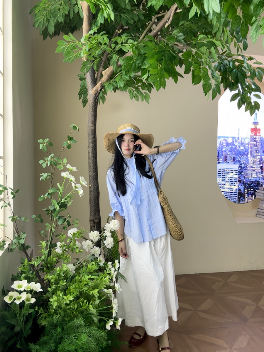 Ensemble chemise à manches bou - Korean Style A Line Shirt Dress avis et prix