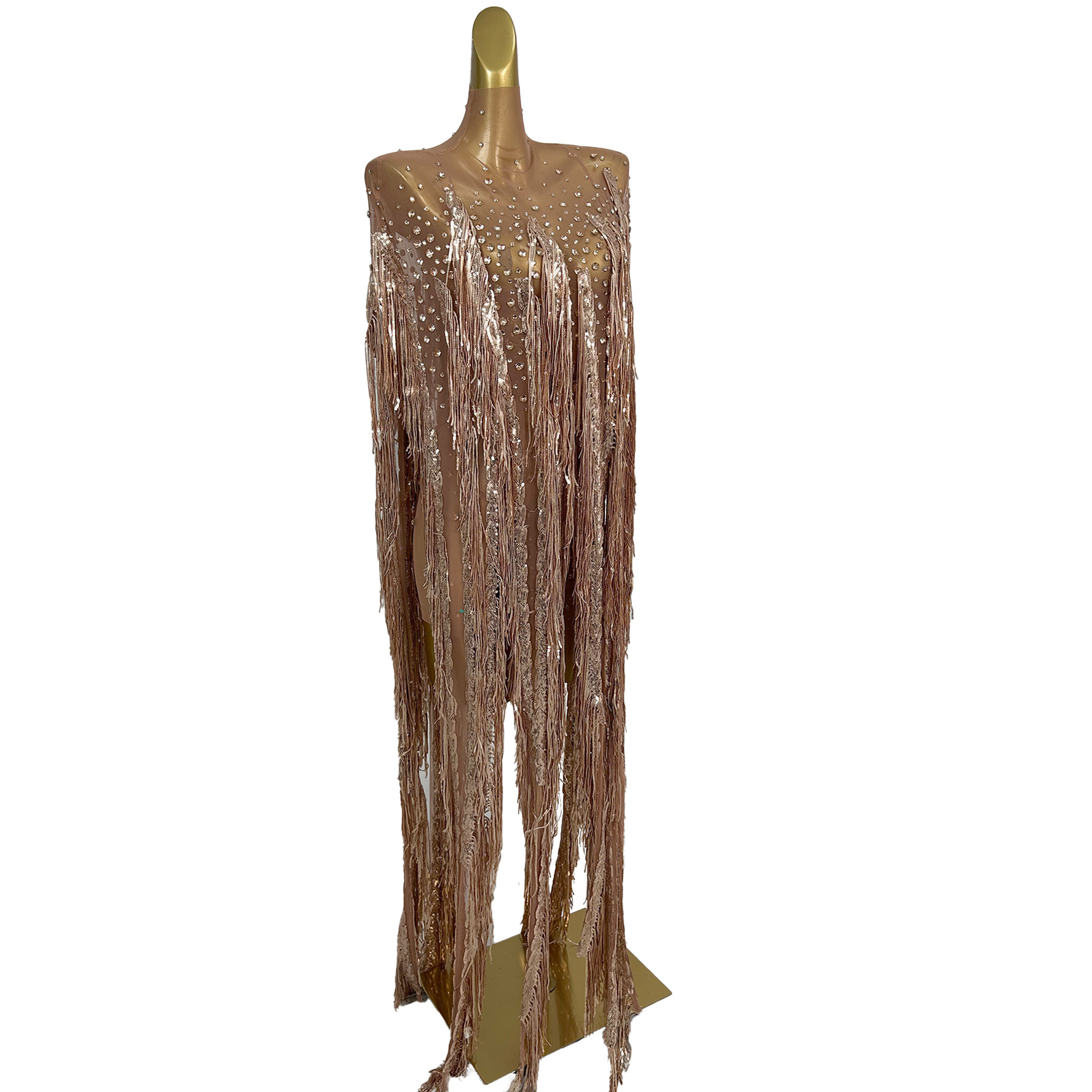 Robe longue à franges avec pai - Sparkly Rhinestone Club Party Dress avis et prix