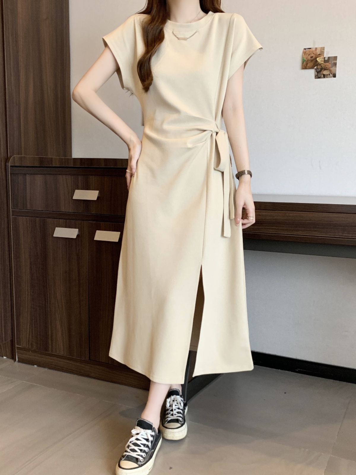 Robe longue t-shirt pour femme - Korean Style A Line Shirt Dress avis et prix