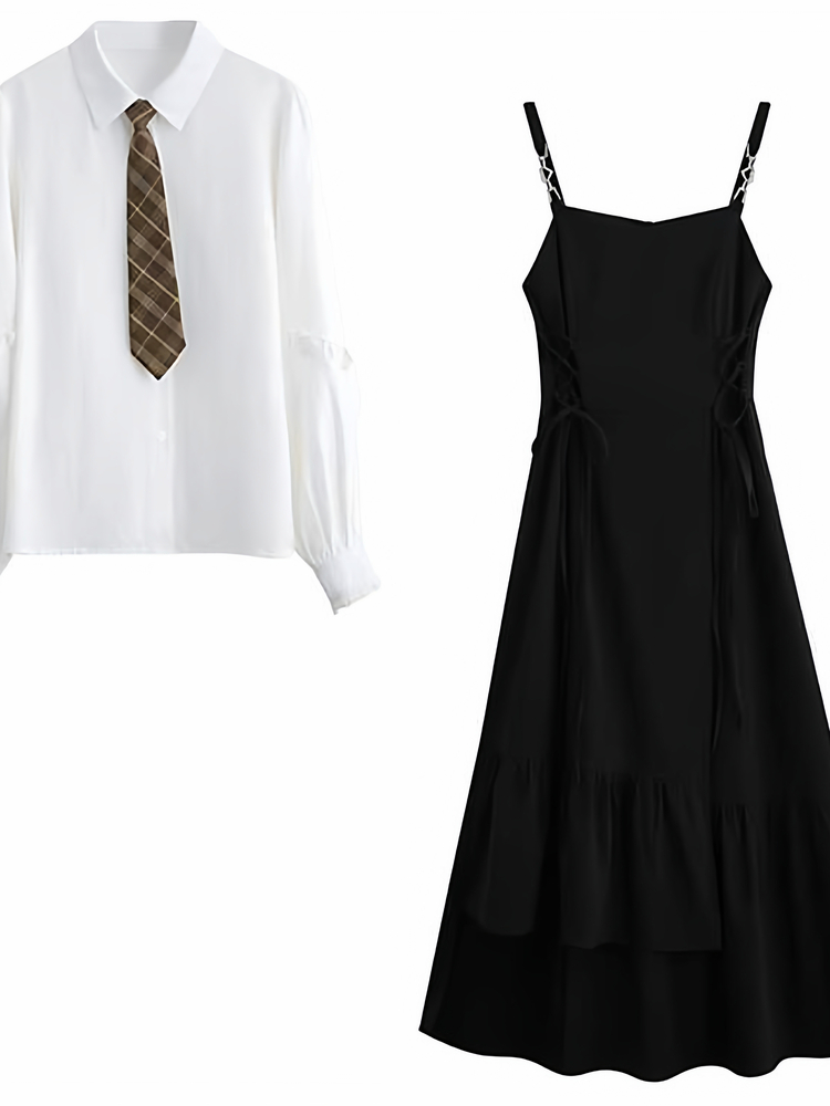 Ensemble uniforme JK de style  - Korean Style A Line Shirt Dress avis et prix