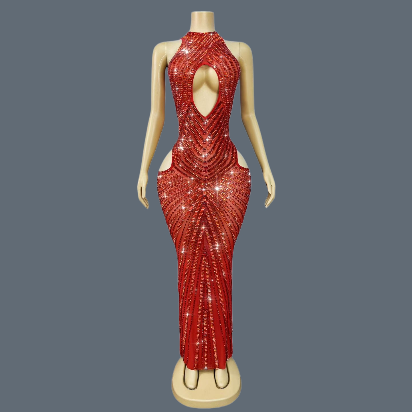 Robe sirène de luxe rouge à st - Sparkly Rhinestone Club Party Dress avis et prix