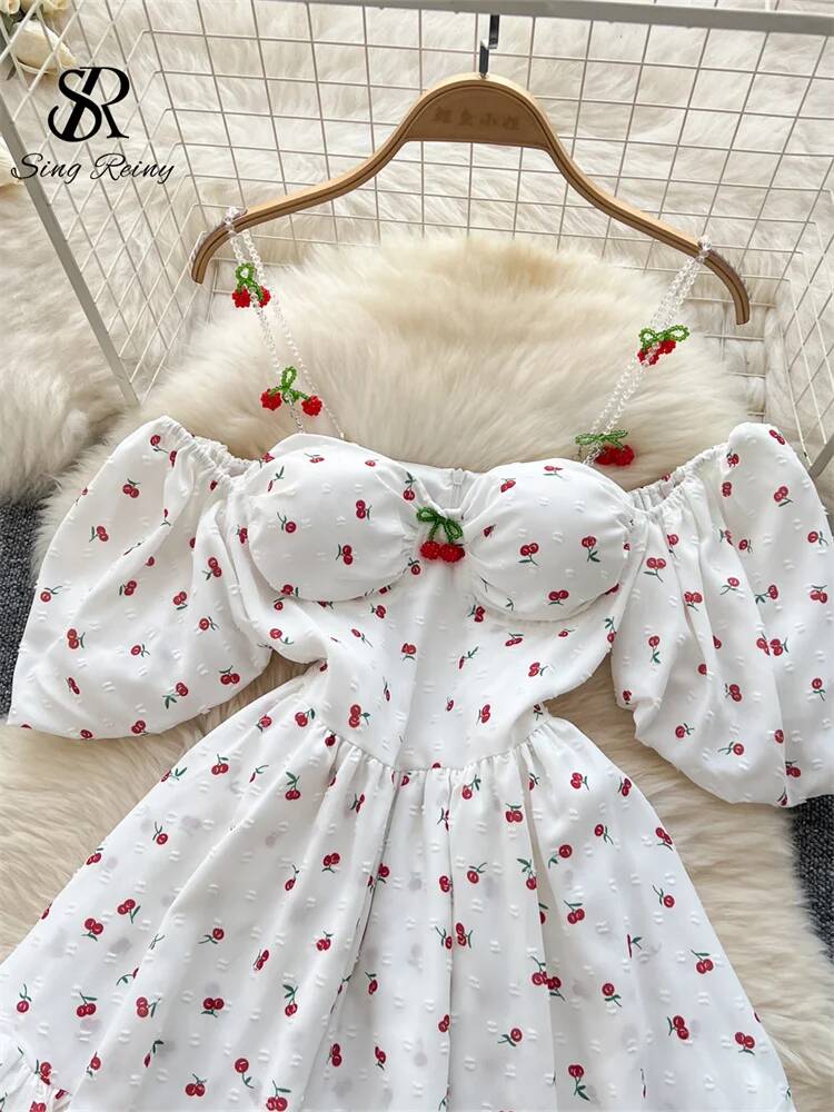 Robe d'été féérique pour femme - Off Shoulder Puff Sleeve Sundress avis et prix